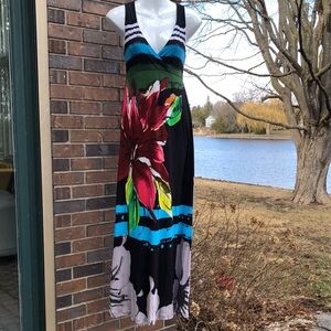 Desigual Black Floral V-Neck Maxi Dress